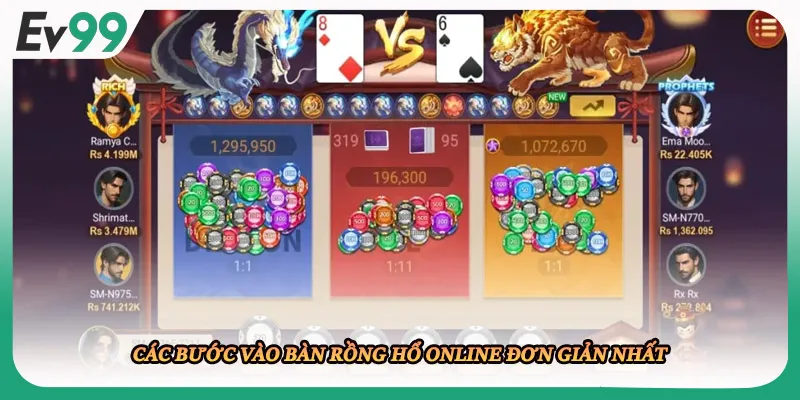 Các bước vào bàn Rồng Hổ online đơn giản nhất